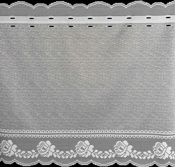 Mantis žakárová vitrážová záclona 58600, květinový vzor, s bordurou, bílá, výška 40cm (v metráži)