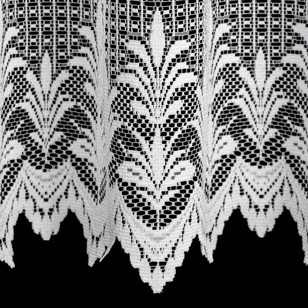 Českomoravská textilní žakárová záclona V817, ornamenty,, s bordurou, bílá, výška 150cm (v metráži)