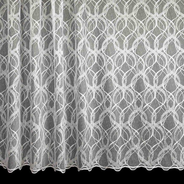 Českomoravská textilní žakárová záclona V573, celoplošný vzor vlnek, bílá, výška 150cm (v metráži)