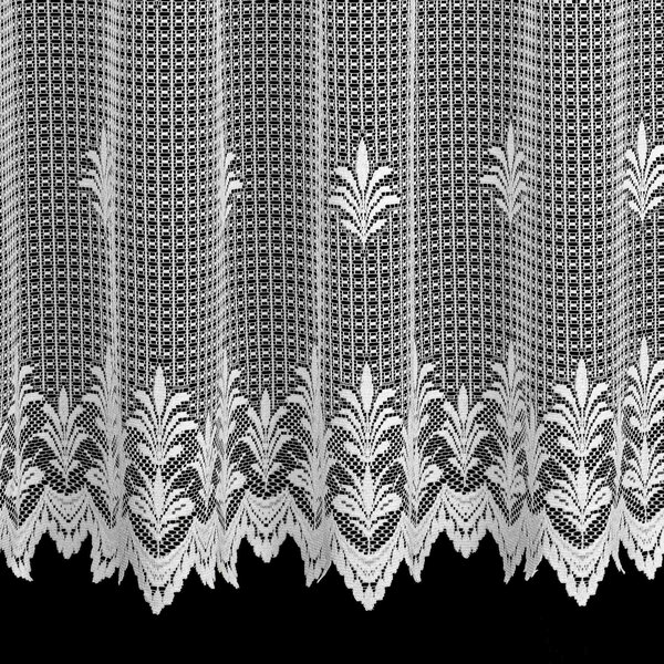 Českomoravská textilní žakárová záclona V817, ornamenty,, s bordurou, bílá, výška 150cm (v metráži)