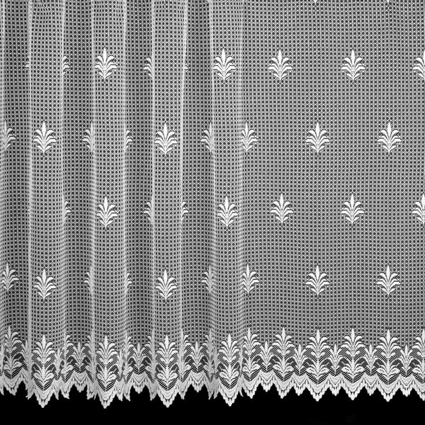 Českomoravská textilní žakárová záclona V817, ornamenty,, s bordurou, bílá, výška 150cm (v metráži)