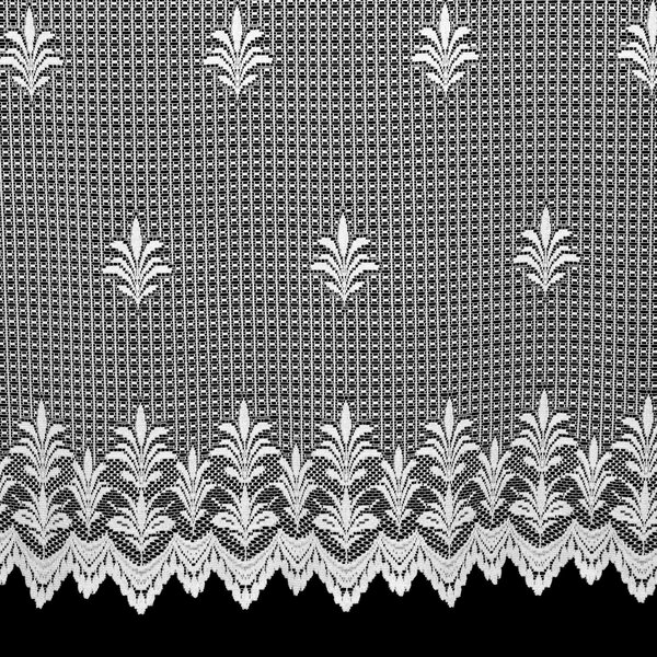 Českomoravská textilní žakárová záclona V817, ornamenty,, s bordurou, bílá, výška 150cm (v metráži)