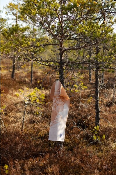 Lněná utěrka Muurain 46x70, bílo-oranžová