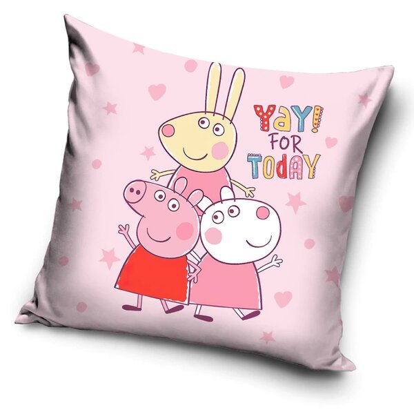 Carbotex dětský povlak na polštářek PRASÁTKO PEPINA (PEPPA) KAMARÁDKY PEPINA A ZUZKA, růžový 40x40cm (více variant výplně)