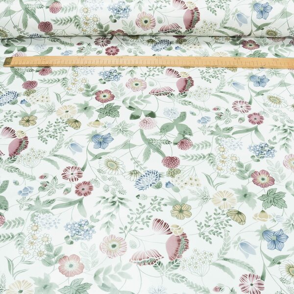 Ubrus PVC s textilním podkladem 5M3/02, jarní zahrada, vínovo-zelená, š.140cm (metráž)