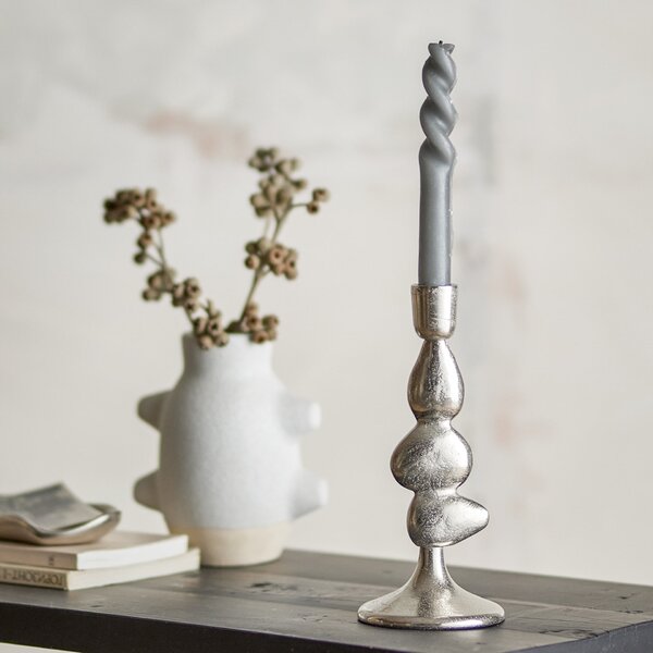Kovový svícen Metina Silver 21 cm