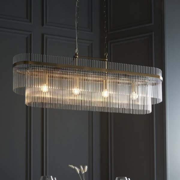 Endon 112573 - Lustr na řetězu MARIETTA 4xE14/6W/230V mosaz/čirá