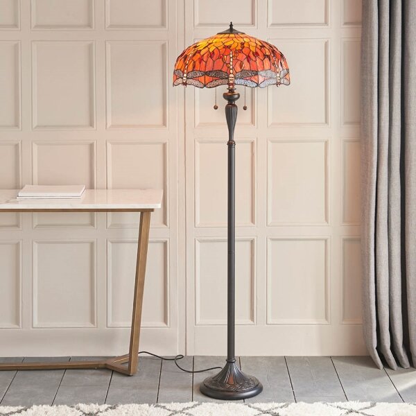 Endon 64070 - Stojací lampa Tiffany DRAGONFLY 2xE27/60W/230V pr. 50 cm