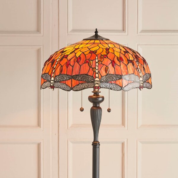 Endon 64070 - Stojací lampa Tiffany DRAGONFLY 2xE27/60W/230V pr. 50 cm