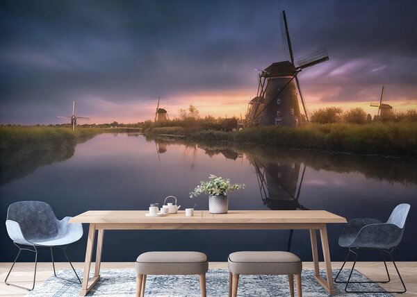 Fototapeta na míru Větrné Mlýny Kinderdijk-Elshout | Vliesová fototapeta na zed' | DFTNXXL3022