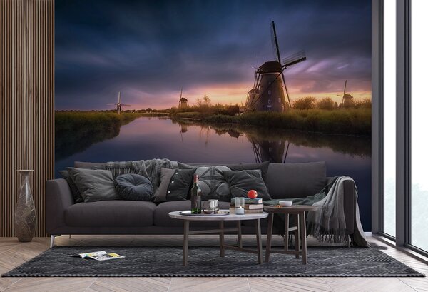 Fototapeta na míru Větrné Mlýny Kinderdijk-Elshout | Vliesová fototapeta na zed' | DFTNXXL3022