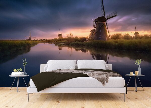 Fototapeta na míru Větrné Mlýny Kinderdijk-Elshout | Vliesová fototapeta na zed' | DFTNXXL3022