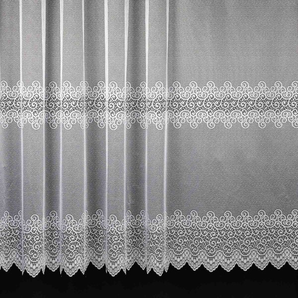 Berk Žakárová záclona LUJZA 2016, ornamenty, s bordurou, bílá, výška 115cm (v metráži)