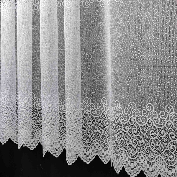 Berk Žakárová záclona LUJZA 2016, ornamenty, s bordurou, bílá, výška 115cm (v metráži)