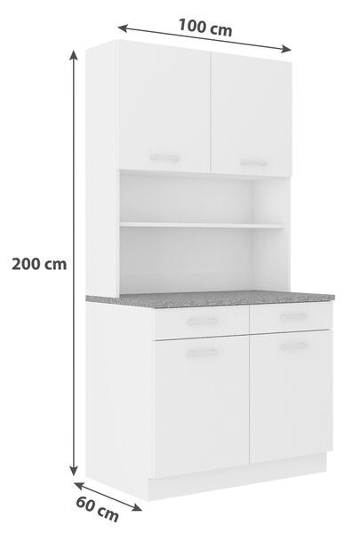 KREDENC, barvy grafitu, bílá, 100/200/60 cm MID.YOU - Kredence a vitríny, Online Only