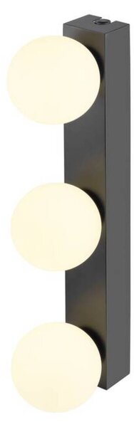 BIG WHITE SLV SUN Mirror nástěnné svítidlo pro povrchovou montáž, trojnásobné, 2700/3000/4000 K, tlačítko TOUCH, 13 W, IP44, černá 1010194