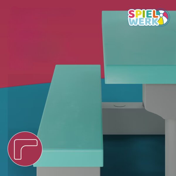 Dětská sedací sestava se slunečníkem JASMIN, 67x78,5x42,5cm, šedá/mátová Spielwerk