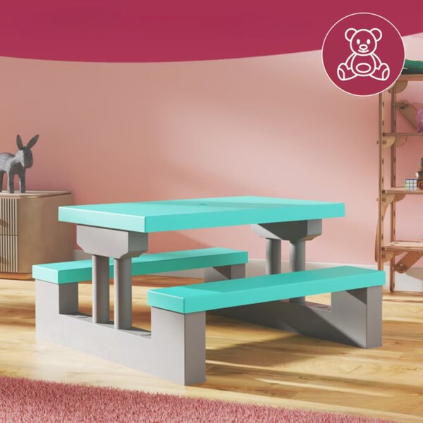 Dětská sedací sestava se slunečníkem JASMIN, 67x78,5x42,5cm, šedá/mátová Spielwerk