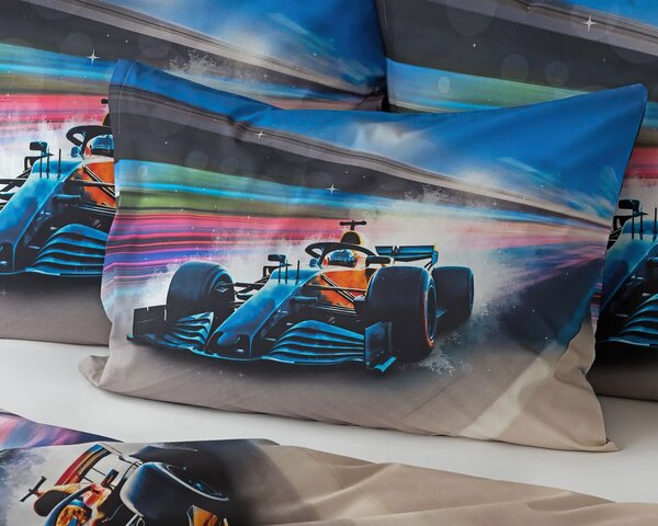 Matějovský Povlečení dětské FORMULE, modré, bavlna hladká, 140x200cm + 70x90cm