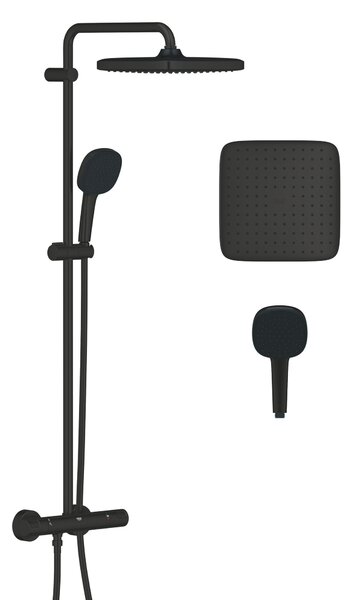 Grohe Vitalio Comfort sprchová sada na stěnu s termostatem s dešťovou sprchou černá 266962431