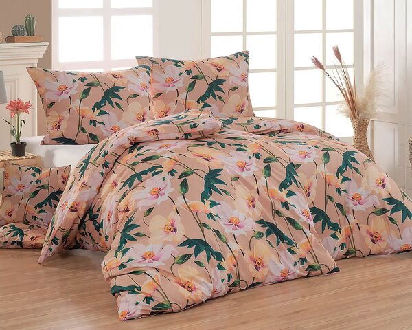 Matějovský Povlečení POPPY, mákové květy, meruňkové, bavlna hladká digitál, 140x200cm + 70x90cm