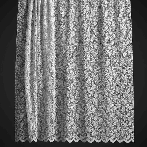 Berk žakárová záclona SD2512 ALBA, celoplošný vzor listů, bílá, výška 160cm (v metráži)