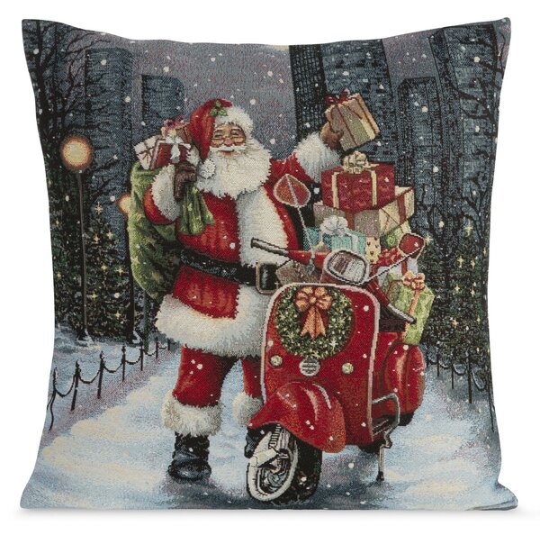 VÁNOČNÍ GOBELÍNOVÝ DEKORAČNÍ POVLAK NA POLŠTÁŘ MERRY4 45X45 CM VZOROVANÁ