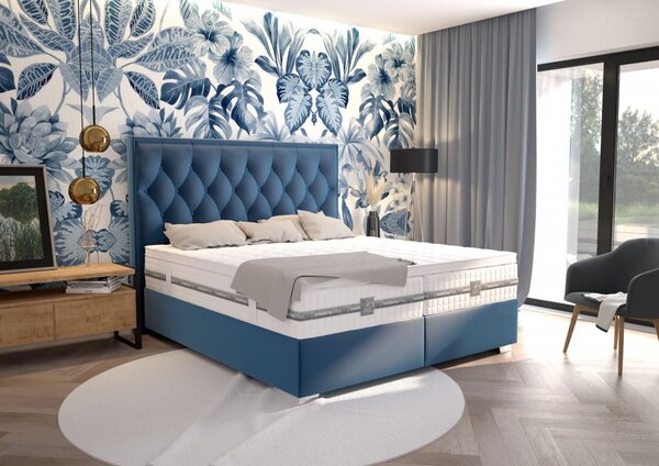 Boxspring Blanář Padmé postel vč. roštů a matrací 180 x 200 cm, modrá