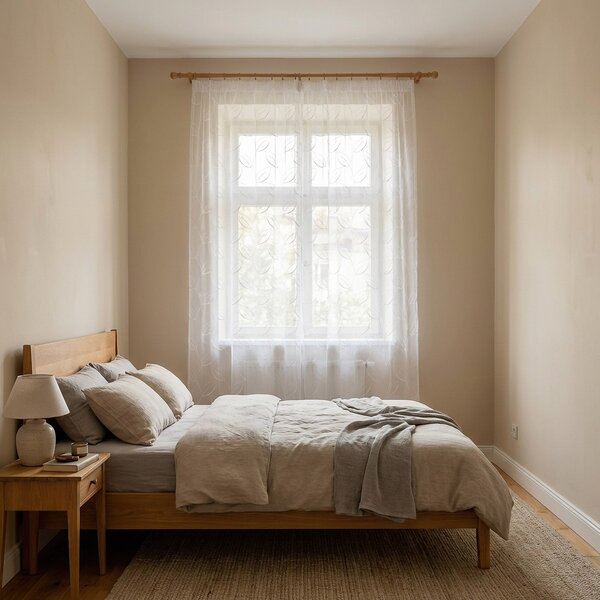 Mantis organzová záclona 542/601, vyšívaný vzor listů, s olůvkem, bílá výška 160cm ( v metráži)