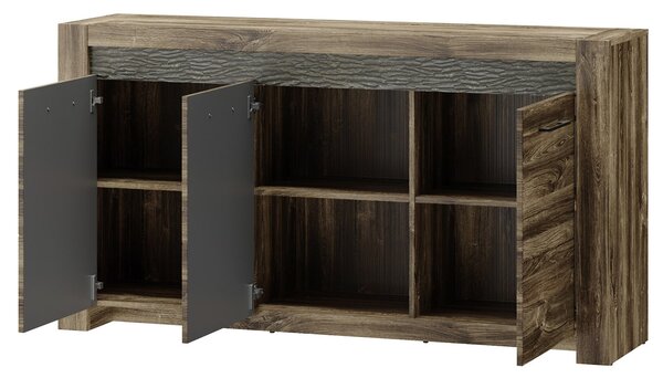 Szynaka Komoda Belveder 45 158 cm s LED osvětlením dub Stirling