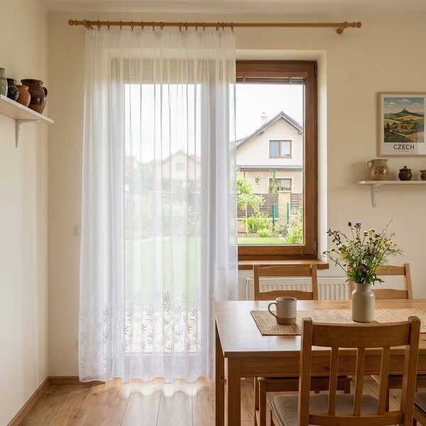 Forbyt záclona sablé 30915 MARKIZET, vyšívané květiny, s olůvkem, bílá, výška 140cm ( v metráži)