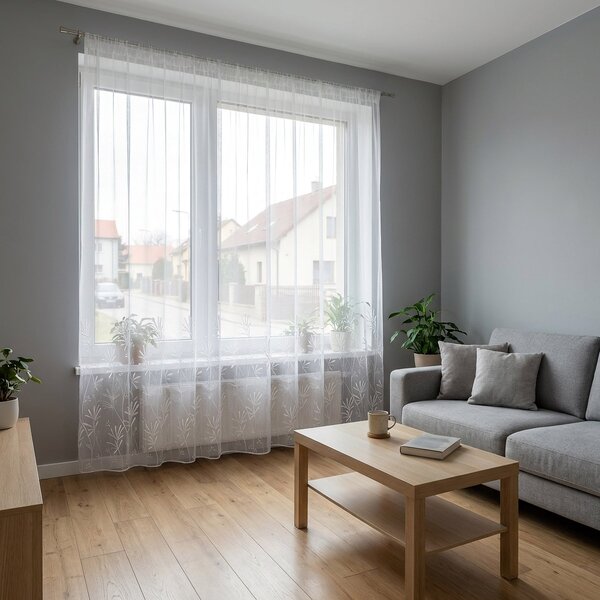 Forbyt záclona sablé 30915 MARKIZET, vyšívané květiny, s olůvkem, bílá, výška 140cm ( v metráži)