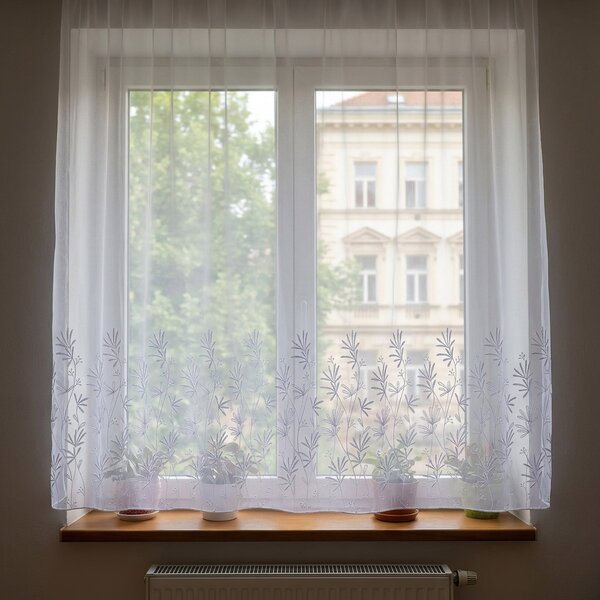 Forbyt záclona sablé 30915 MARKIZET, vyšívané květiny, s olůvkem, bílá, výška 140cm ( v metráži)