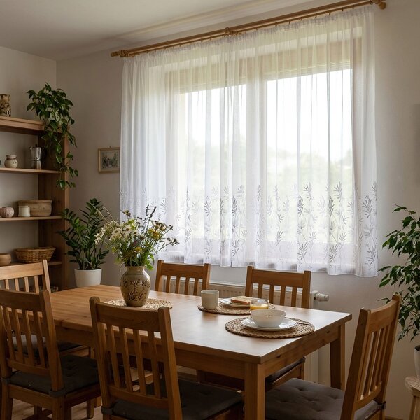 Forbyt záclona sablé 30915 MARKIZET, vyšívané květiny, s olůvkem, bílá, výška 140cm ( v metráži)