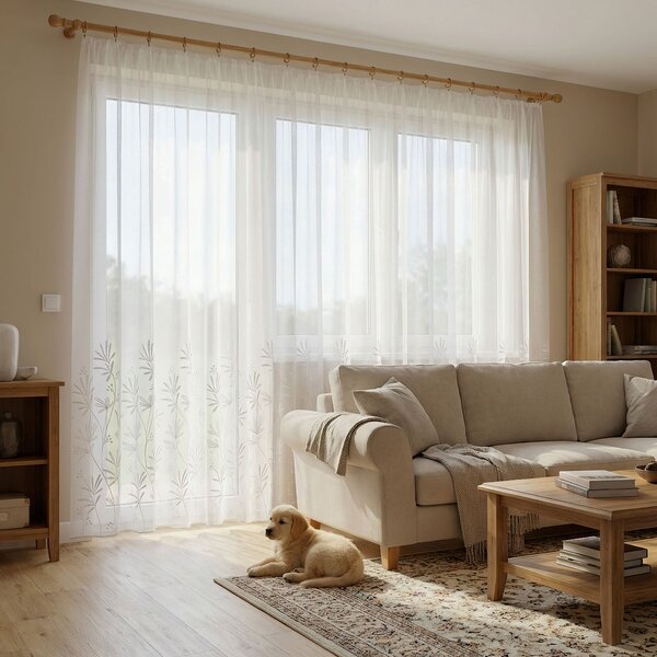 Forbyt záclona sablé 30915 MARKIZET, vyšívané květiny, s olůvkem, bílá, výška 140cm ( v metráži)