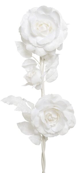 Vánoční růže s flitry bílá 26x132 cm