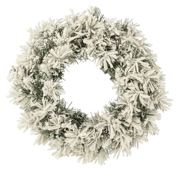 Zasněžený zelený vánoční věnec s led světýlky Snowy green M - Ø 44*16 cm - J-Line by Jolipa