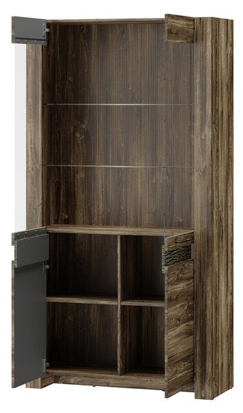 Szynaka Vitrína Belveder 102 cm 12 s LED osvětlením dub Stirling
