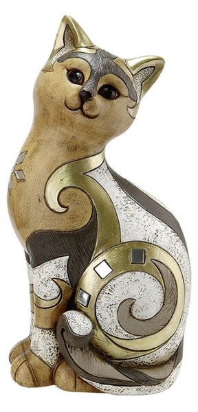 Kočka "Minos" hlava doprava zlatá/hnědo/béžová 9x14x27,5 cm