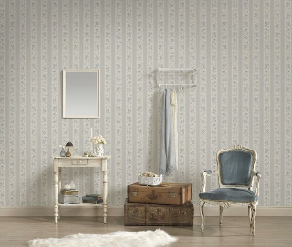 A.S. Création | Vliesová tapeta na zeď Maison Charme 39069-3 | 0,53 x 10,05 m | modrá, bílá, šedá