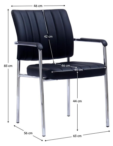 Konferenční židle Flos (černá ekokůže + chrom)