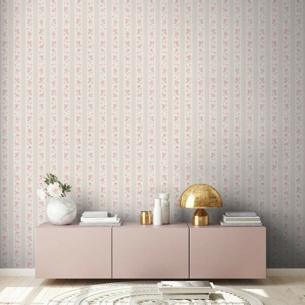 A.S. Création | Vliesová tapeta na zeď Maison Charme 39069-4 | 0,53 x 10,05 m | bílá, béžová, růžová