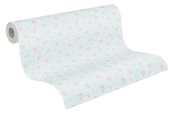 A.S. Création | Vliesová tapeta na zeď Maison Charme 39067-1 | 0,53 x 10,05 m | modrá, bílá, růžová
