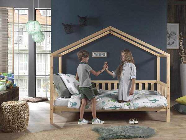 DĚTSKÁ POSTEL SE STŘÍŠKOU, 90/200 cm přírodní barvy MID.YOU - Dětské postele, Online Only