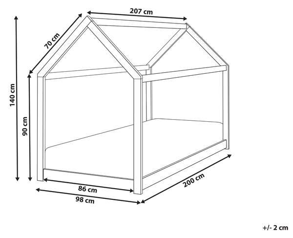 Dětská postel Domek Borovicové dřevo TOSSE 90 x 200 cm Světle hnědá