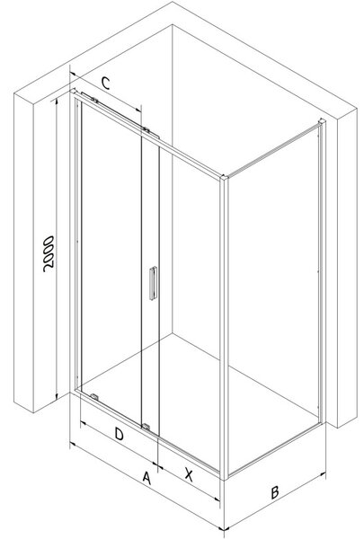 Mexen Exo-S posuvná sprchová kabina 120 x 90 cm, transparentní, černá - 8151-120-090-70-00