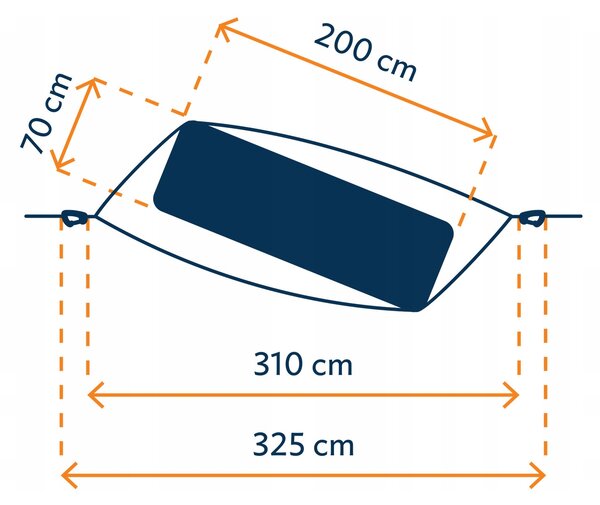 Houpací síť bez tyče Ticket To The Moon modrá, nosnost 450 kg, 310 x 170 cm