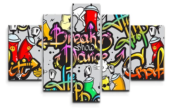 Sablio Obraz - 5-dílný Graffiti - 125x90 cm