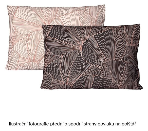 Matějovský povlečení FLOP, pudrové listy na antracitové, bavlna hladká, 140x200cm + 70x90cm