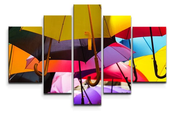Sablio Obraz - 5-dílný Deštníky - 125x90 cm